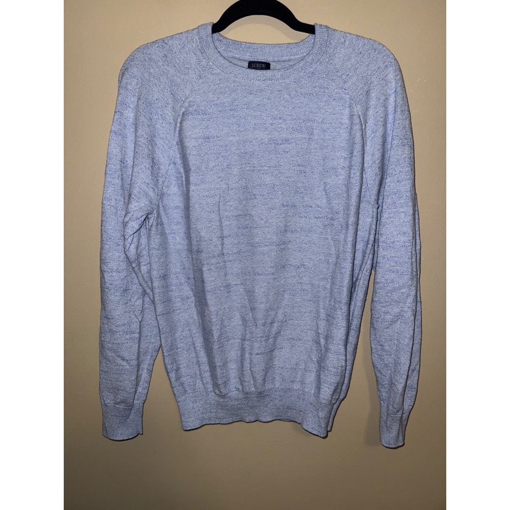 J.Crew Mens Light Blue Marl 100% Cotton Raglan Crew Neck Sweater Size M